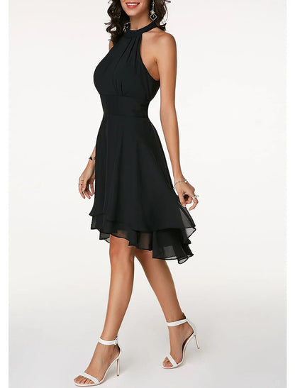 A-Line/Princess Halter Knee-Length Sleeveless Cocktail Party Dresses Chiffon