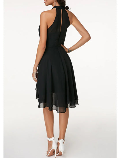 A-Line/Princess Halter Knee-Length Sleeveless Cocktail Party Dresses Chiffon