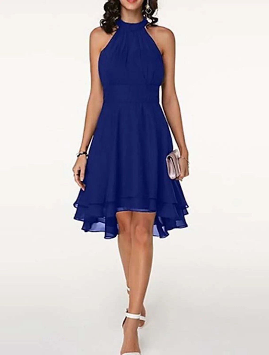 A-Line/Princess Halter Knee-Length Sleeveless Cocktail Party Dresses Chiffon