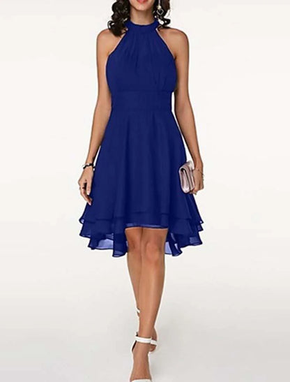 A-Line/Princess Halter Knee-Length Sleeveless Cocktail Party Dresses Chiffon
