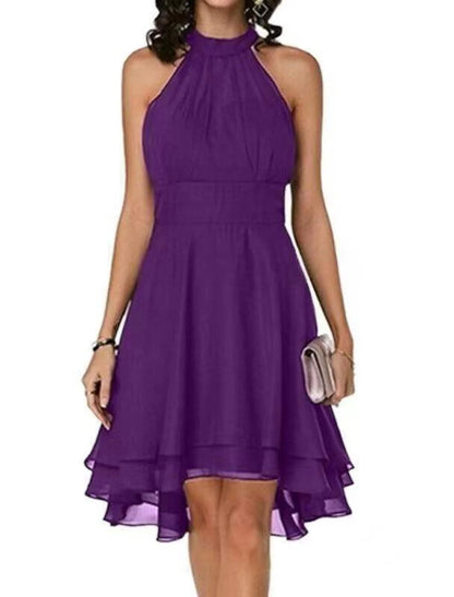 A-Line/Princess Halter Knee-Length Sleeveless Cocktail Party Dresses Chiffon