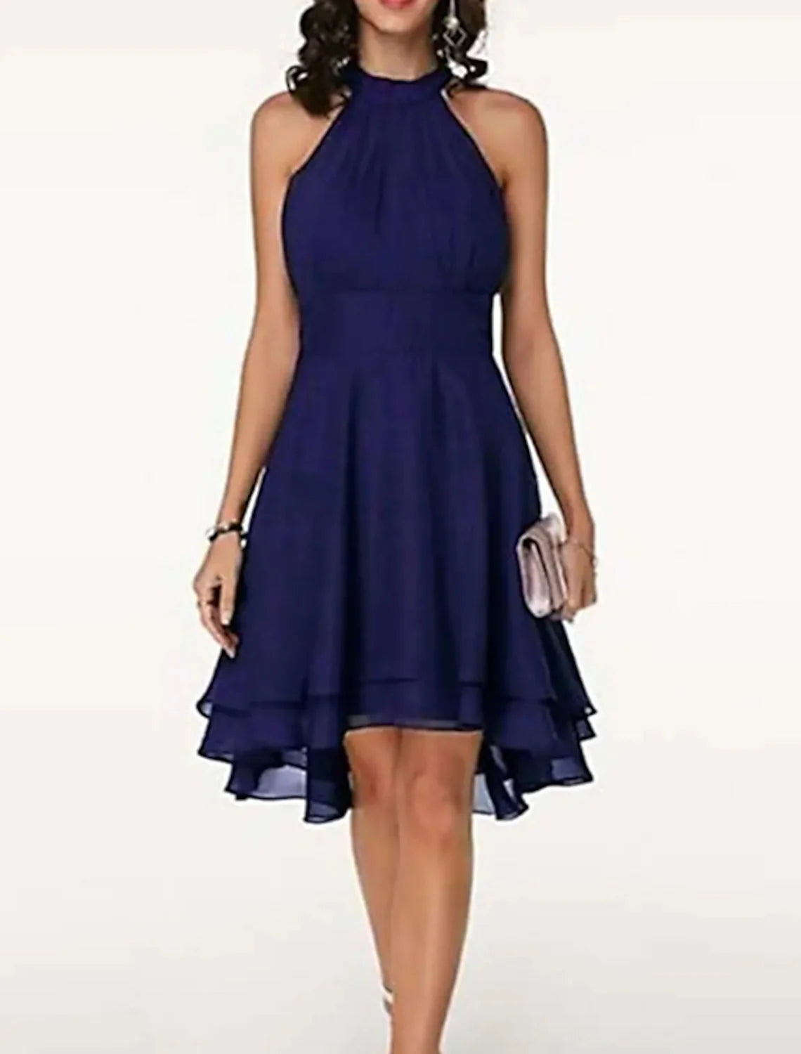 A-Line/Princess Halter Knee-Length Sleeveless Cocktail Party Dresses Chiffon