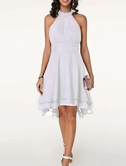 A-Line/Princess Halter Knee-Length Sleeveless Cocktail Party Dresses Chiffon
