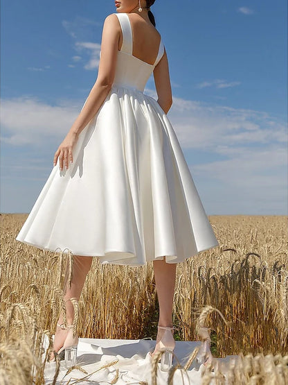 A-Line/Princess Scoop Neck Sleeveless Tea-Length Cocktail Dresses