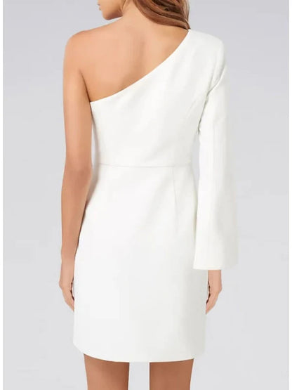Sheath One Shoulder Long Sleeve Cocktail Dresses