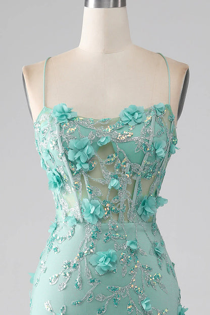 Mermaid Spaghetti Straps Long Prom Dress With Appliques