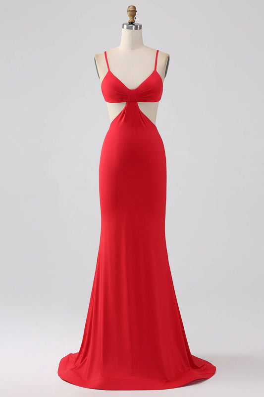 Spaghetti Straps Mermaid Backless Prom Dress