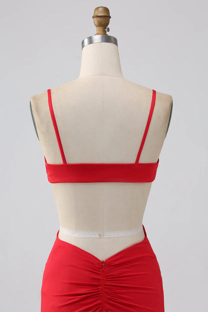 Spaghetti Straps Mermaid Backless Prom Dress