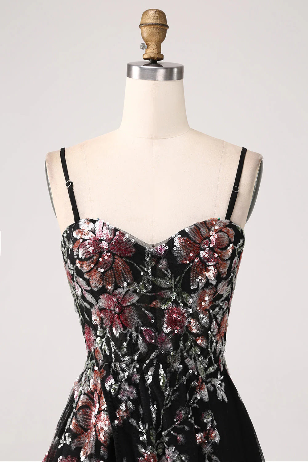 A-Line Flower Sequins Long Corset Prom Dress