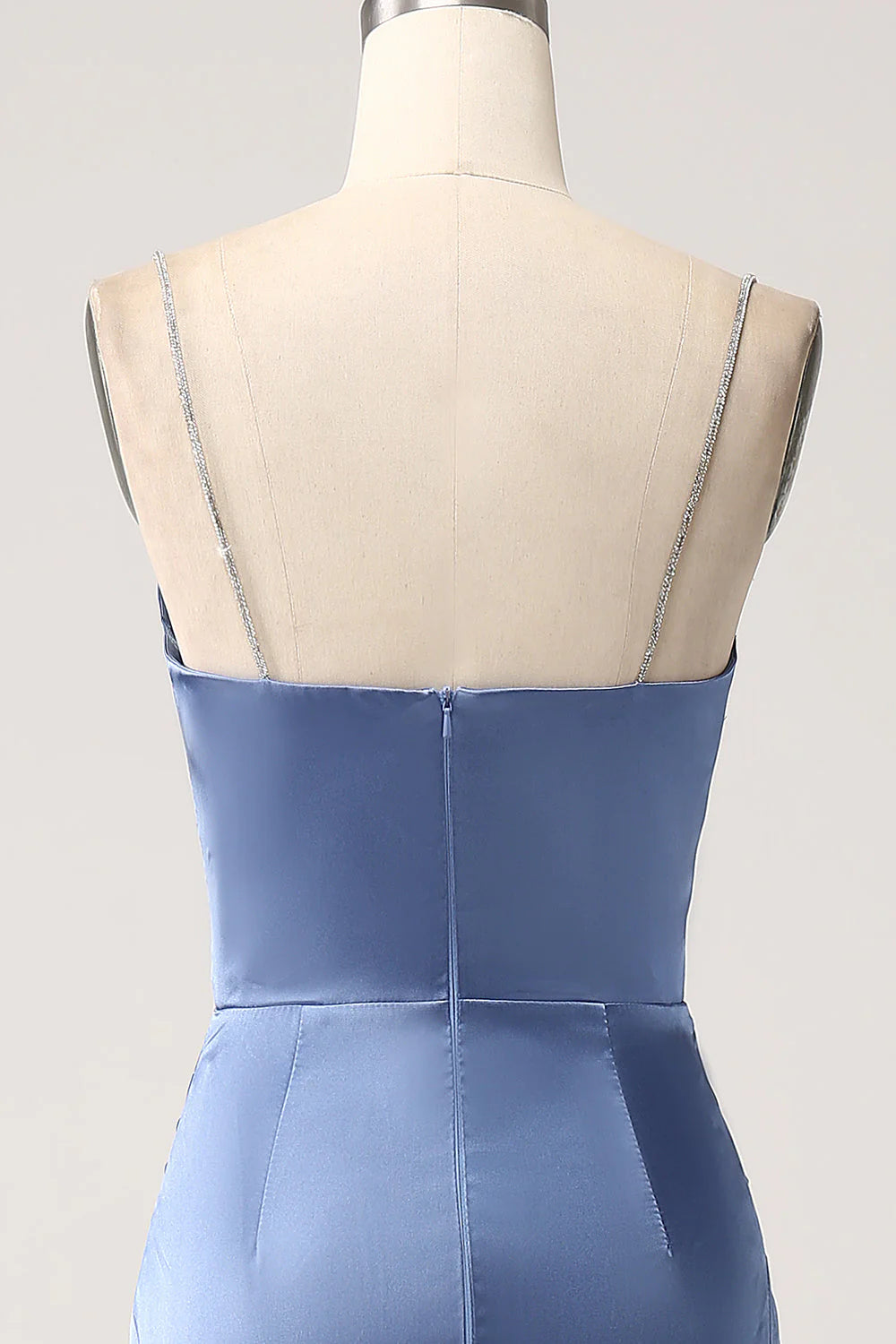 Mermaid Satin Spaghetti Straps Long Prom Dress