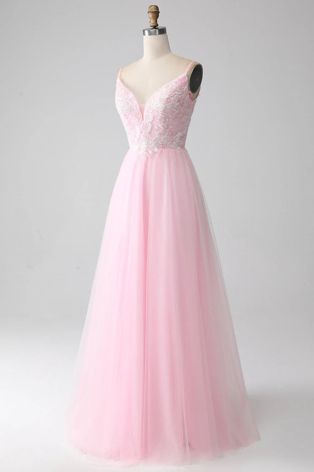 A-Line Spaghetti Straps Prom Dress With Beading