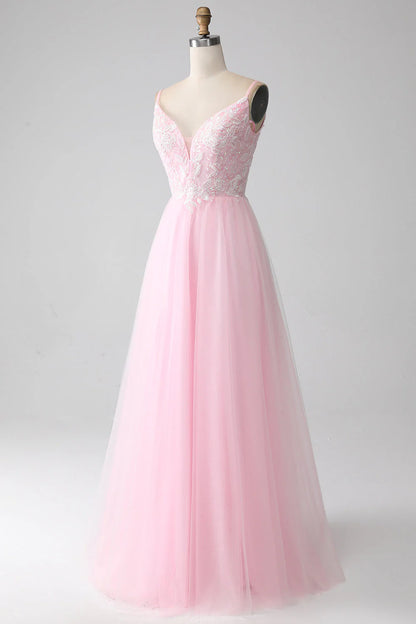 A-Line Spaghetti Straps Prom Dress With Beading
