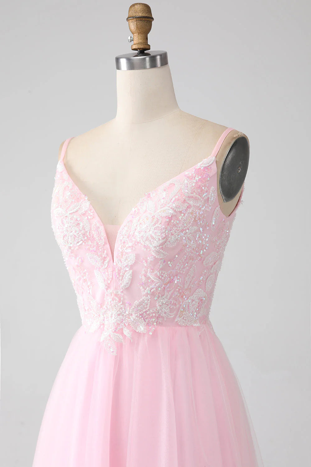 A-Line Spaghetti Straps Prom Dress With Beading