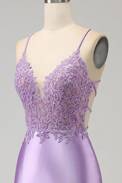 Stylish Mermaid Spaghetti Straps Long Prom Dress With Appliques Slit