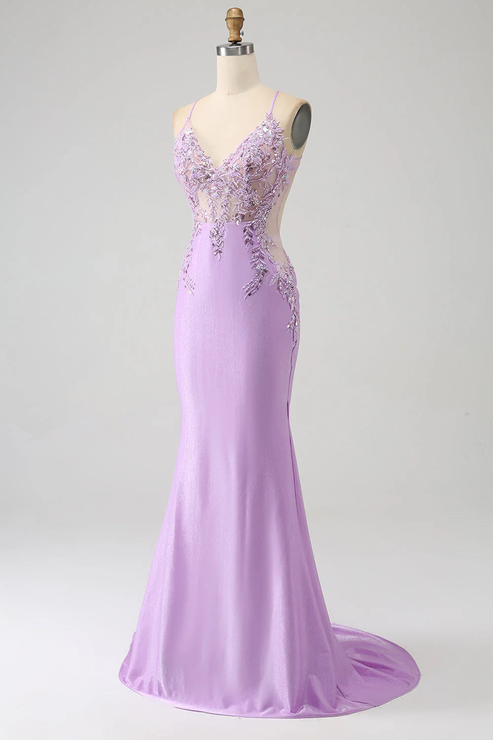 Trendy Mermaid Spaghetti Straps Long Prom Dress With Appliques Beading