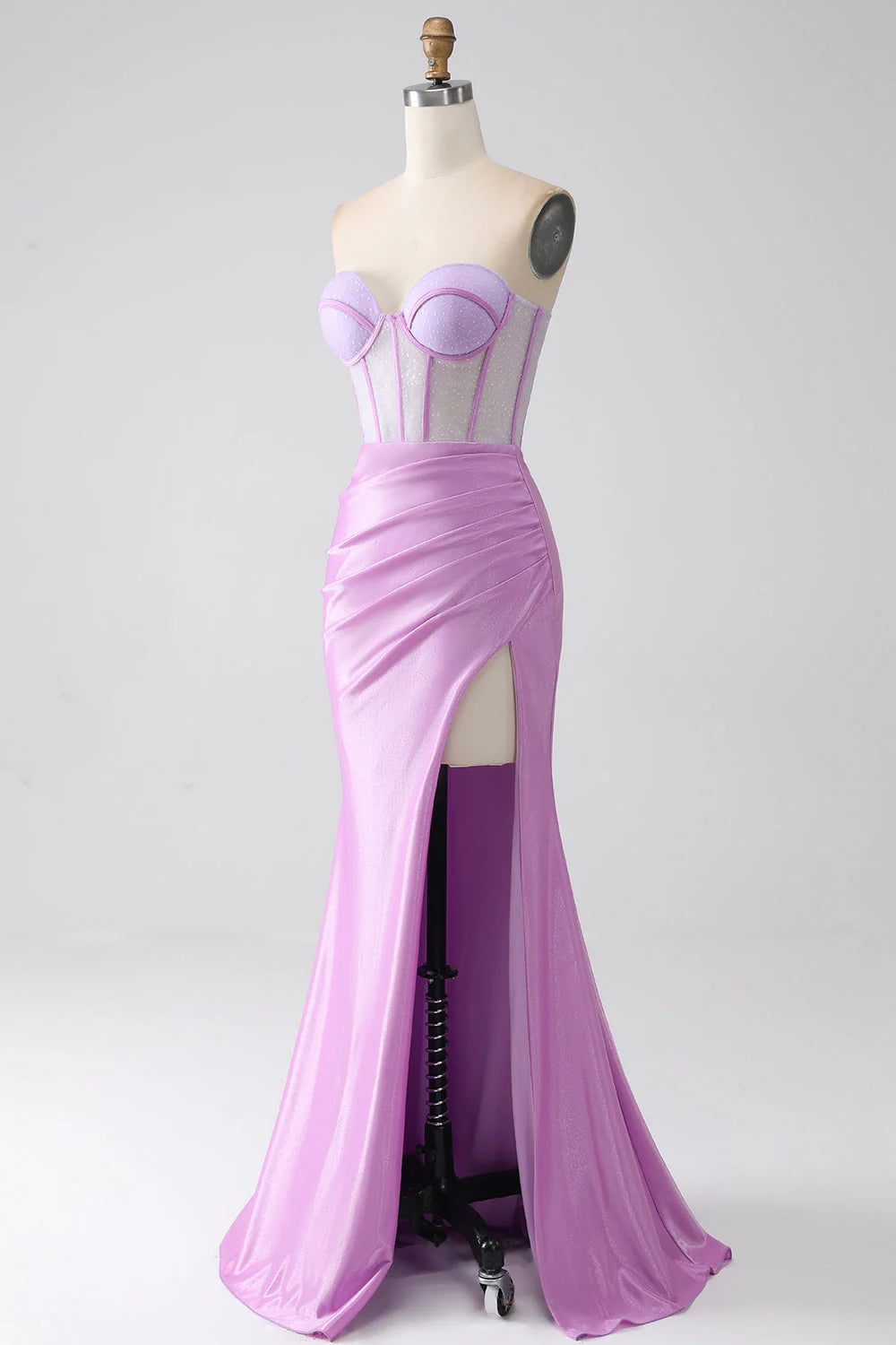 Mermaid Strapless Corset Prom Dress With Slit