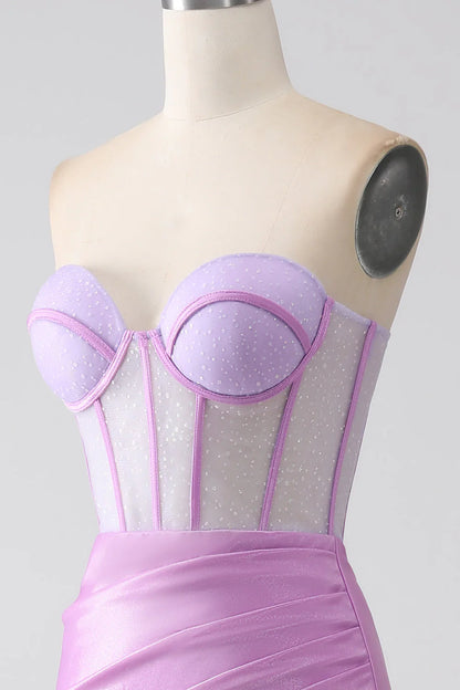 Mermaid Strapless Corset Prom Dress With Slit