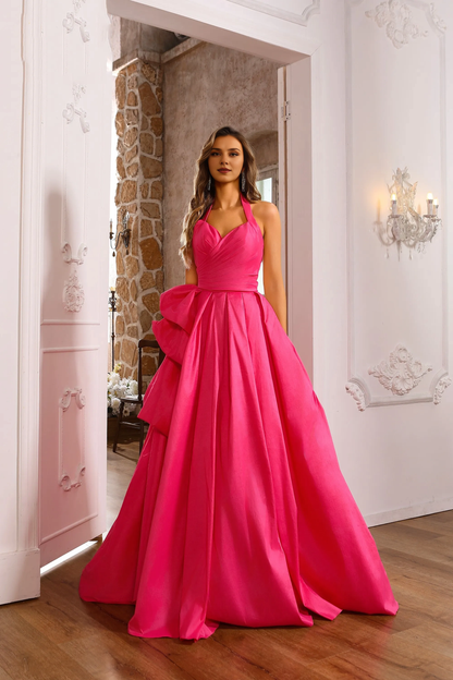 Xuewuba Dress A-line Sweetheart Halter Strapless Floor Length Sleeveless Pleated With Side Slit Prom Dress