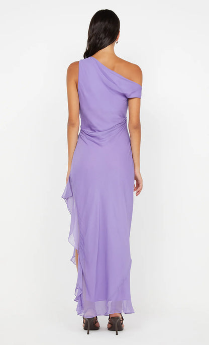 Xuewuba Dress Asymmetrical Neck Sleeveless Evening Dress Grape Prom Dress Sheath Asymmetrical Hem Maxi Dress