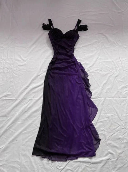 Xuewuba Dress Beautiful A line Straps Ombre Red Long Chiffon Prom Dress