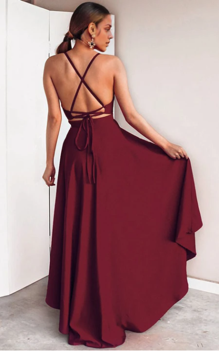 Xuewuba Dress Black High-Low Sexy A Line Plunging Neck Evening Dress Prom Dress Formal Wear Dresses