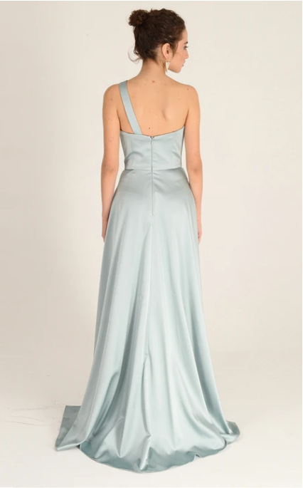 Xuewuba Dress Elegant Floor-length Sleeveless Satin A Line Zipper Prom Dress with Split Front Formal Wear Dresses