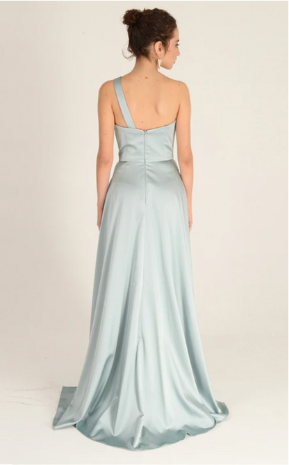 Xuewuba Dress Elegant Floor-length Sleeveless Satin A Line Zipper Prom Dress with Split Front Formal Wear Dresses