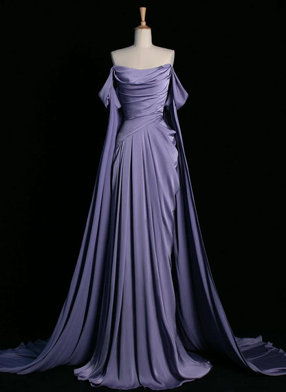 Xuewuba Dress Elegant Purple Satin Prom Dress Draped Bodice Formal Evening Dress Prom Dress Formal Wear Dresses