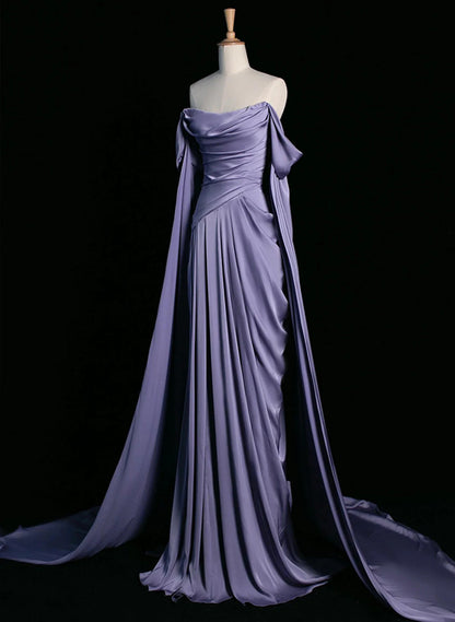 Xuewuba Dress Elegant Purple Satin Prom Dress Draped Bodice Formal Evening Dress Prom Dress Formal Wear Dresses