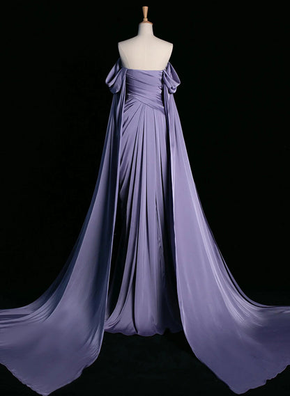 Xuewuba Dress Elegant Purple Satin Prom Dress Draped Bodice Formal Evening Dress Prom Dress Formal Wear Dresses