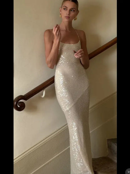 Xuewuba Dress Gorgeous Mermaid Spaghetti Straps Floor-length Sequin Evening Dress Prom Dresses