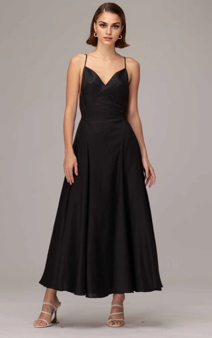 Xuewuba Dress Modern Sleeveless Ankle-length A Line Satin Spaghetti Straps Prom Dress Formal Wear Dresses