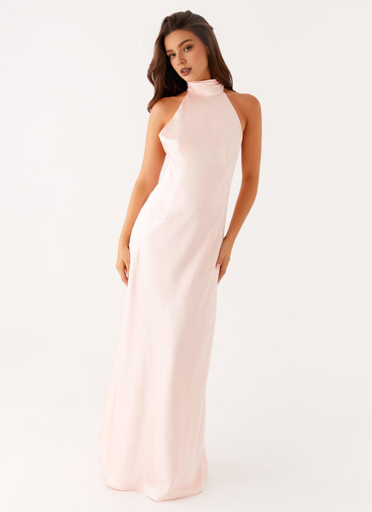 Xuewuba Dress Off the Shoulder Maxi Dress Sleeveless Pink Chic Backless Prom Dress With Bowknot