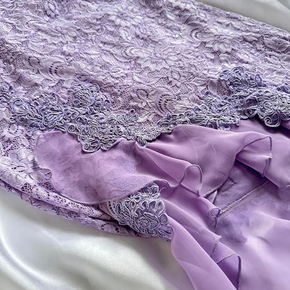 Xuewuba Dress Purple Delicate Lace Slim Fit Long Ball Gown Elegant Party Dress Evening Gown Prom Dress