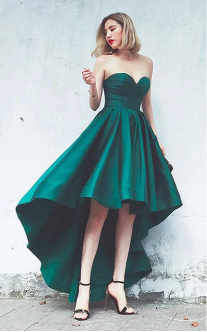 Xuewuba Dress Satin High-Low A Line Sleeveless Adorable Evening Dress with Pleats Prom Dress Formal Wear Dresses