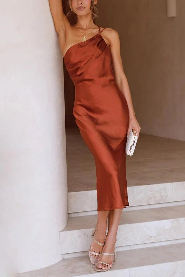 Xuewuba Dress Set Your Sights Satin Spaghetti Straps Backless Sleeveless Prom Dress