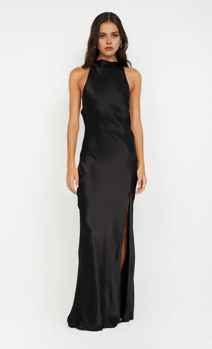 Xuewuba Dress Sexy Backless High Cowl Neck Sleeveless Evening Dress Royal Blue Prom Dress Sheath Side Slit Maxi Dress