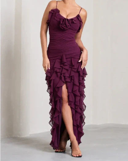 Xuewuba Dress Sexy Mermaid Spaghetti Straps Ankle Length Chiffon Evening Dress Prom Dresses