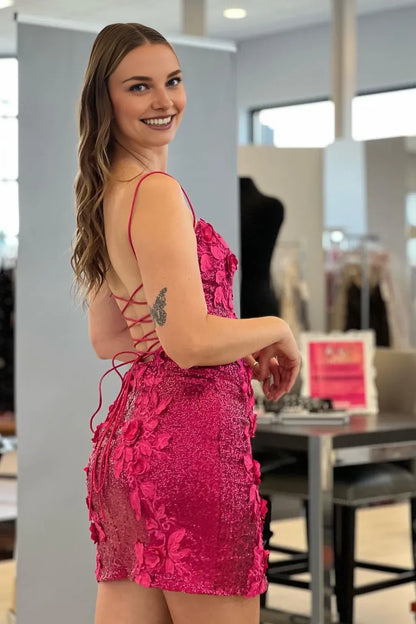 Xuewuba Dress Sexy Spaghetti Straps Backless Appliques Homecoming Dress