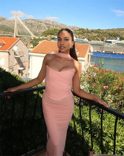 Xuewuba Dress Sexy Women Neckerchief Strapless Sexy Mermaid Sleeveless Club Party Skirt Prom Dress