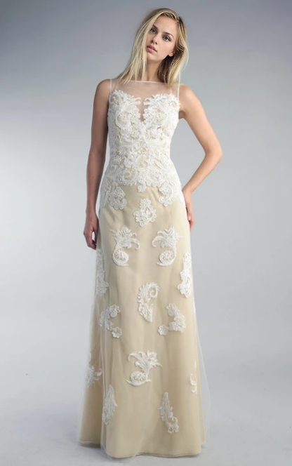 Xuewuba Dress Sheath Floor-length High Neck Sleeveless Lace Low-V Back Prom Dress Formal Wear Dresses