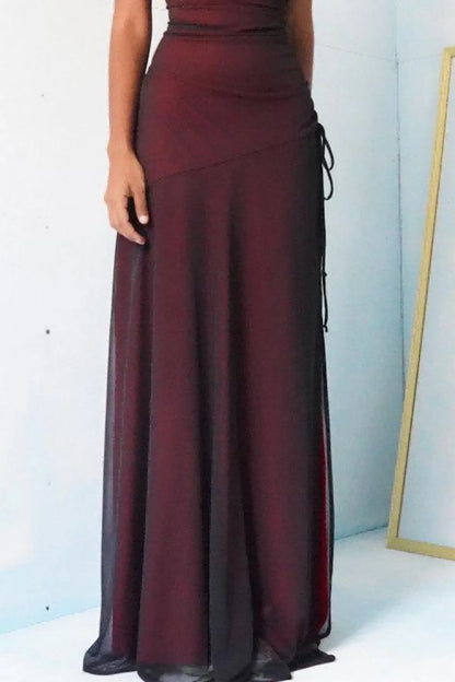 Xuewuba Dress Sheath Spaghetti Straps Burgundy Long Prom Dress with Silt Evening Dress