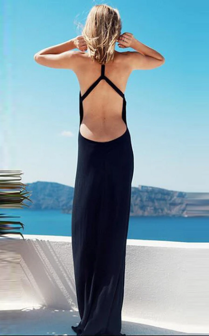 Xuewuba Dress Sleeveless Long Dress with Scoop Neck and Side Split Low Open Back Prom Dress Formal Wear Dresses