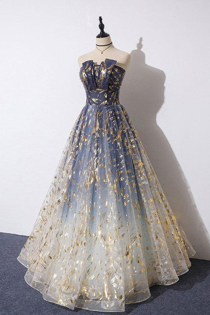 Xuewuba Dress Unique A Line Strapless Ombre Long Prom Dress Stunning Party Dresses