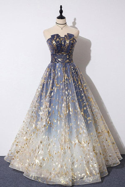 Xuewuba Dress Unique A Line Strapless Ombre Long Prom Dress Stunning Party Dresses