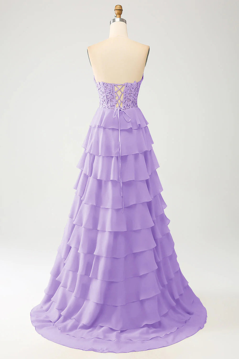 A-Line Sweetheart Tiered Long Prom Dress