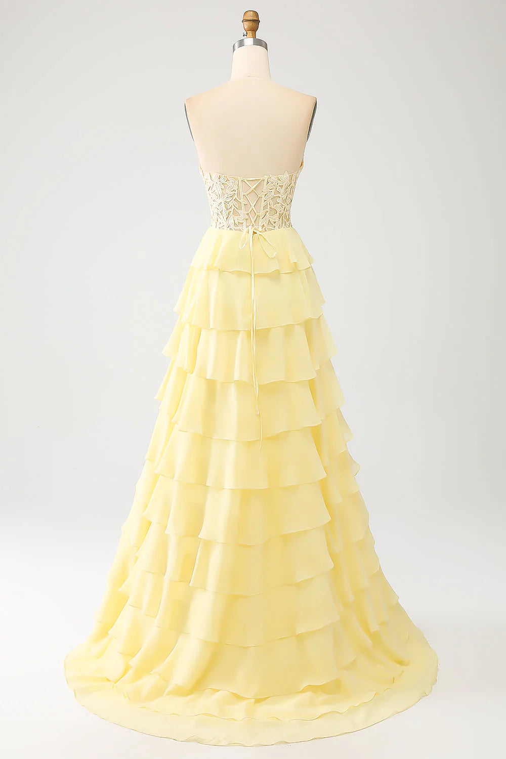 A-Line Sweetheart Tiered Long Prom Dress