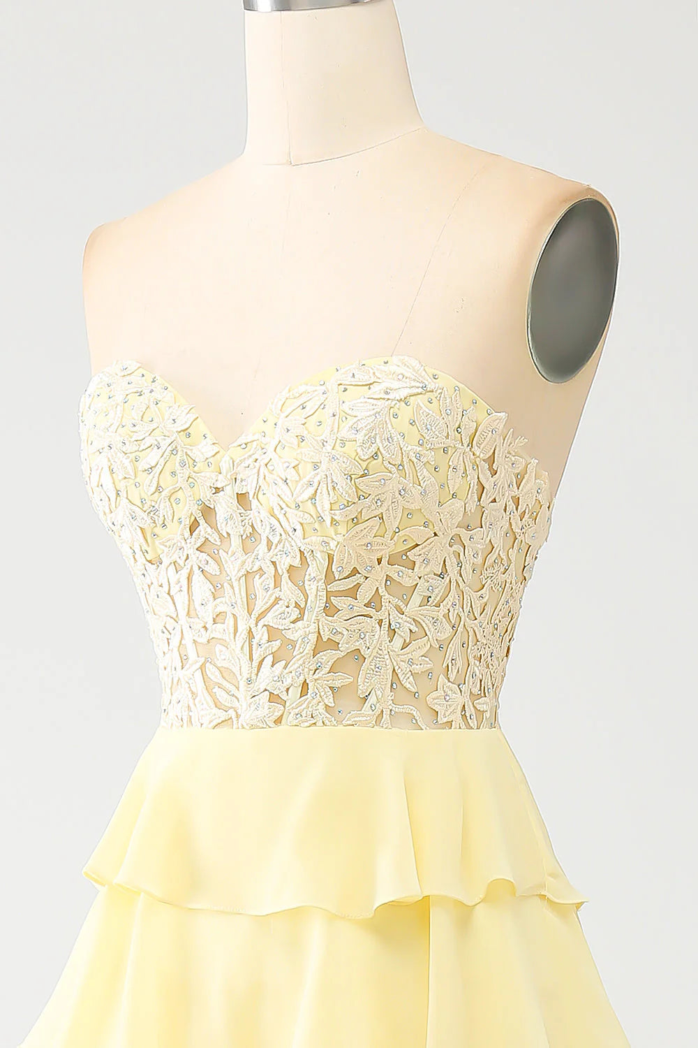 A-Line Sweetheart Tiered Long Prom Dress