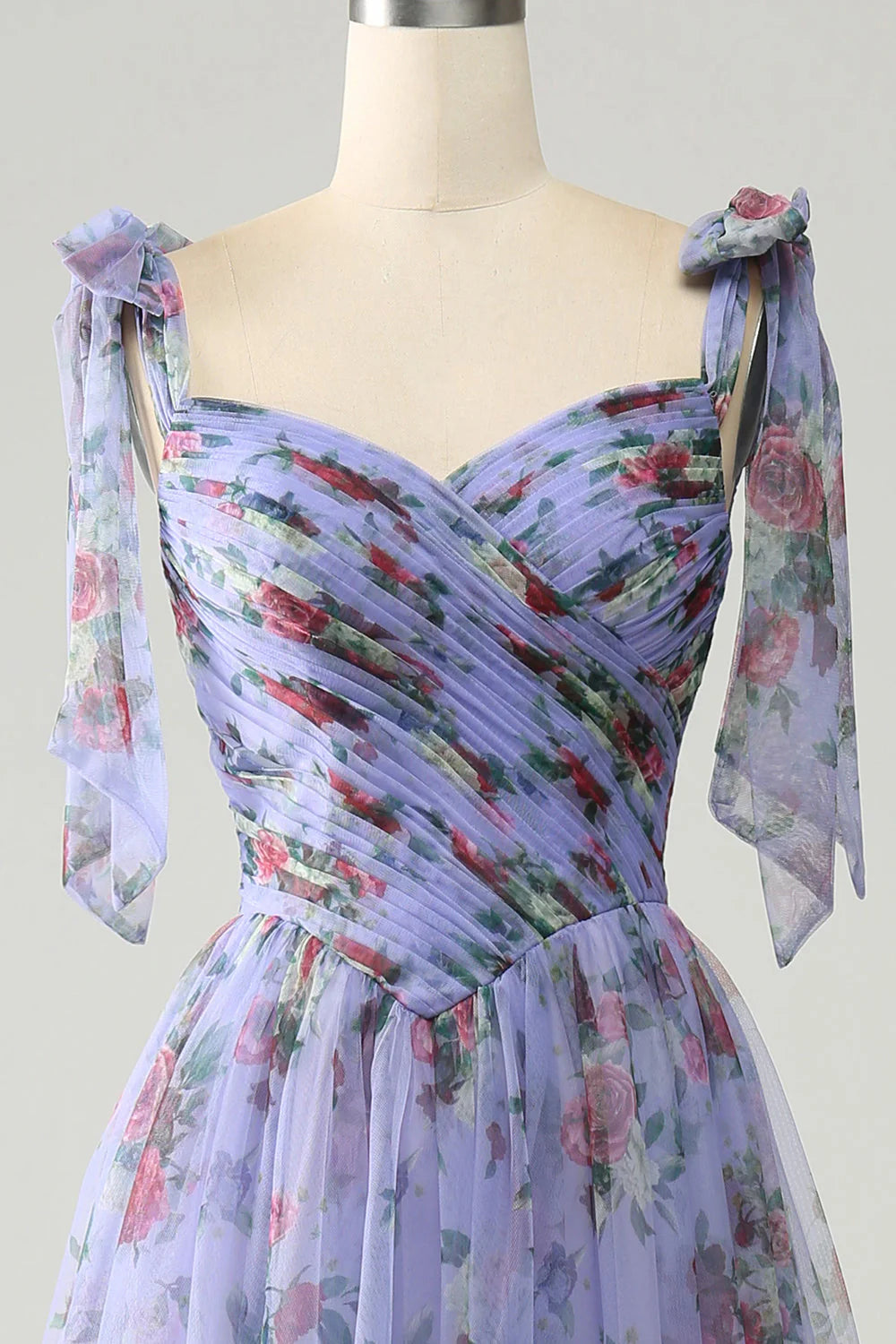 A-Line  Printed Adjustable Straps Long Prom Dress