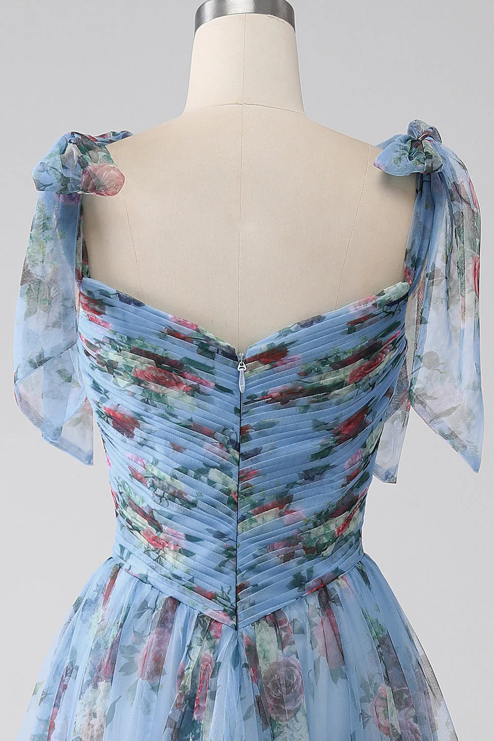 A-Line  Printed Adjustable Straps Long Prom Dress